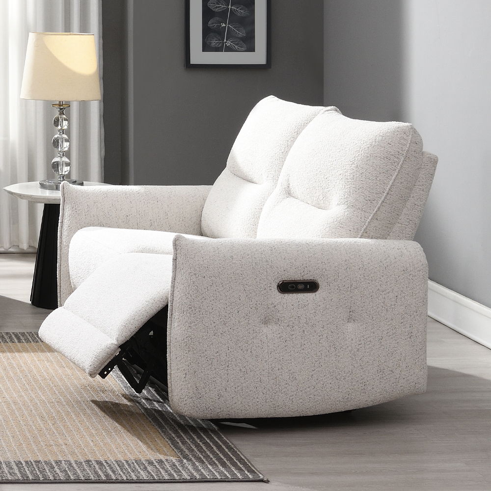 Lalisa - Power Motion Loveseat With USB Port - Cream Chenille - Urban Living Furniture (Los Angeles, CA)
