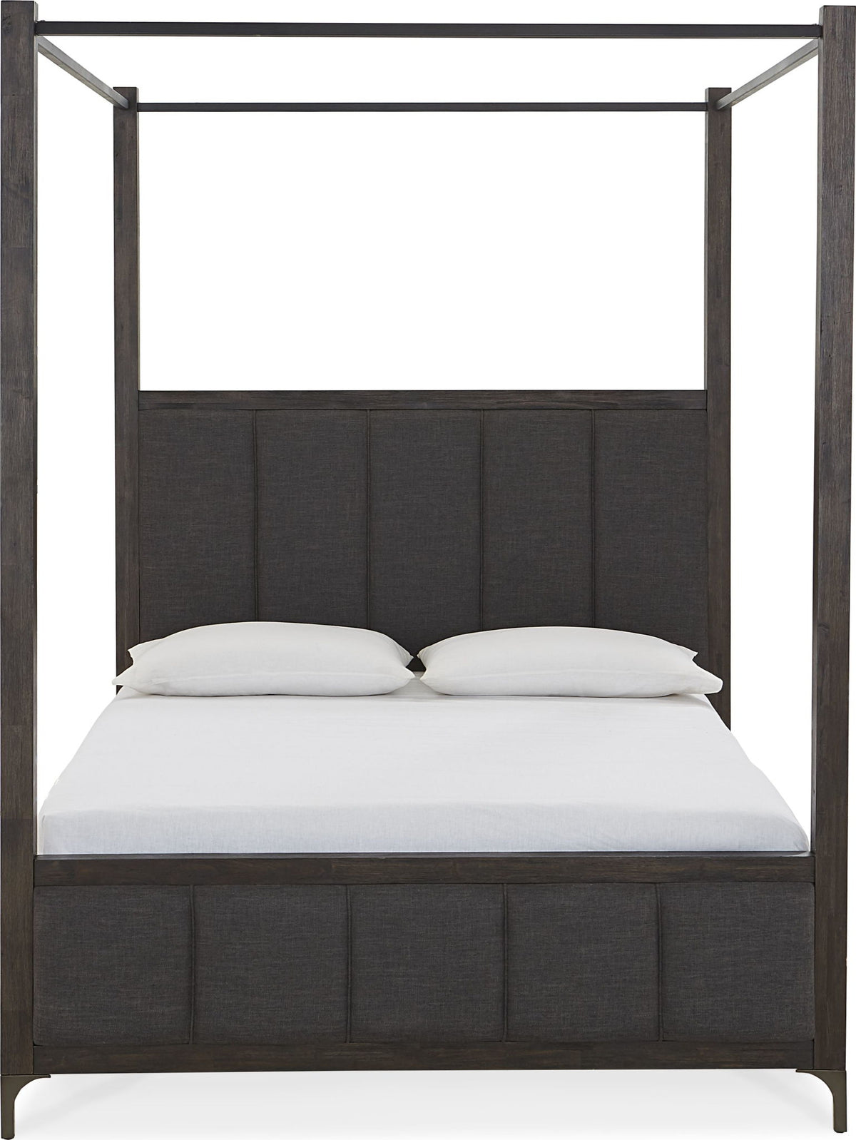 Lucerne - California King Upholstered Canopy Bed - Vintage Coffee
