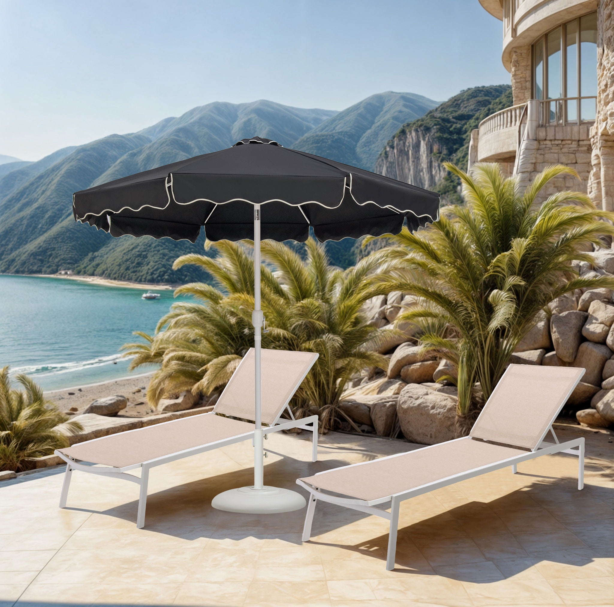 Amalfi - Patio Umbrella - White Base / White Pole - Urban Living Furniture (Los Angeles, CA)