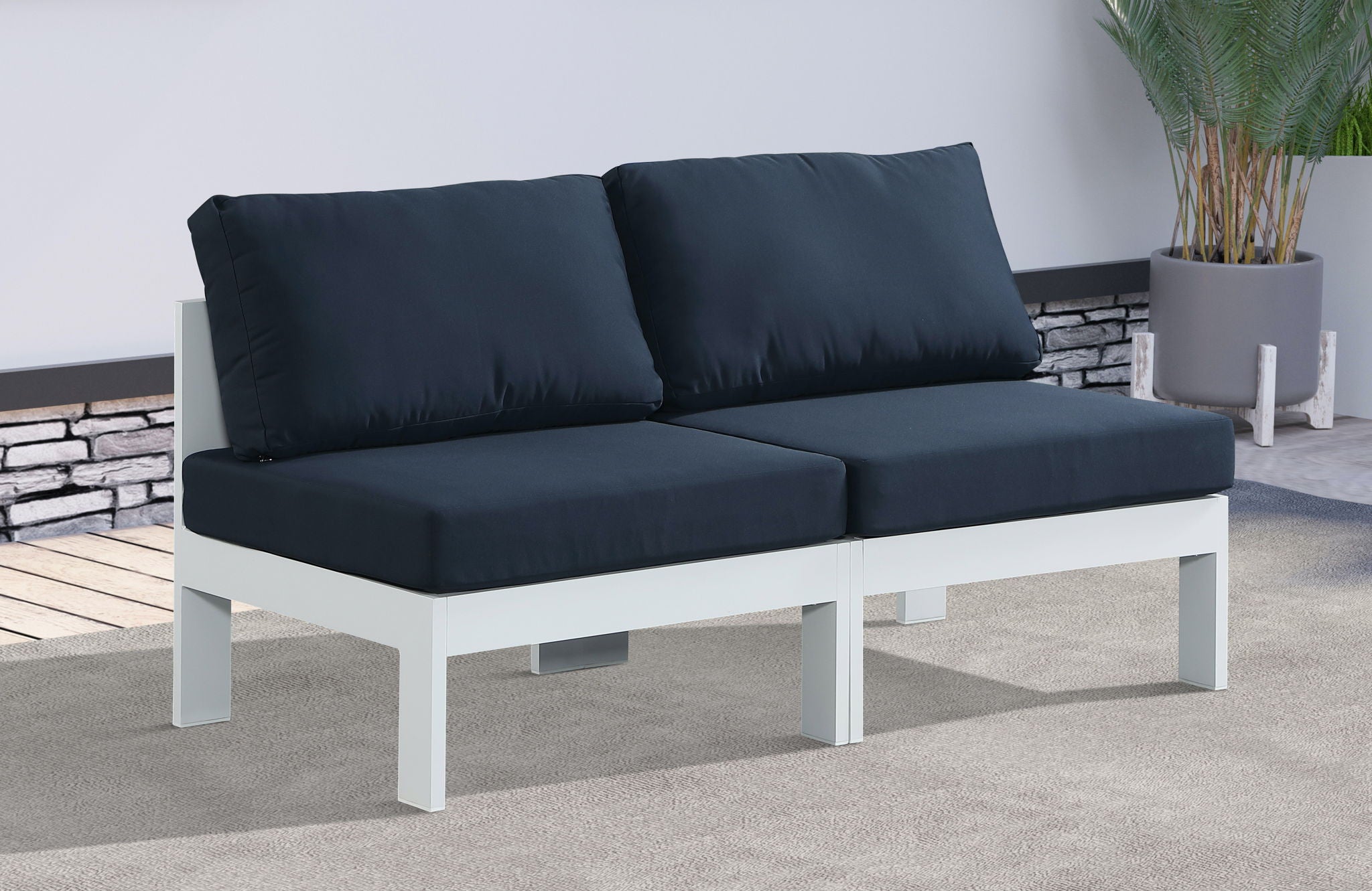 Nizuc - Outdoor Patio 2 Seat Armless Modular Sofa With White Frame - Urban Living Furniture (Los Angeles, CA)