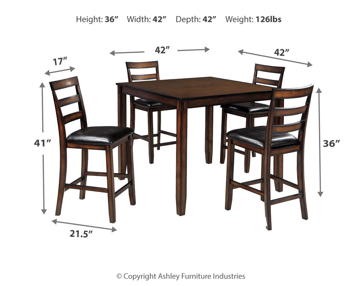Coviar - Brown - DRM Counter Table Set (Set of 5) - Urban Living Furniture (Los Angeles, CA)