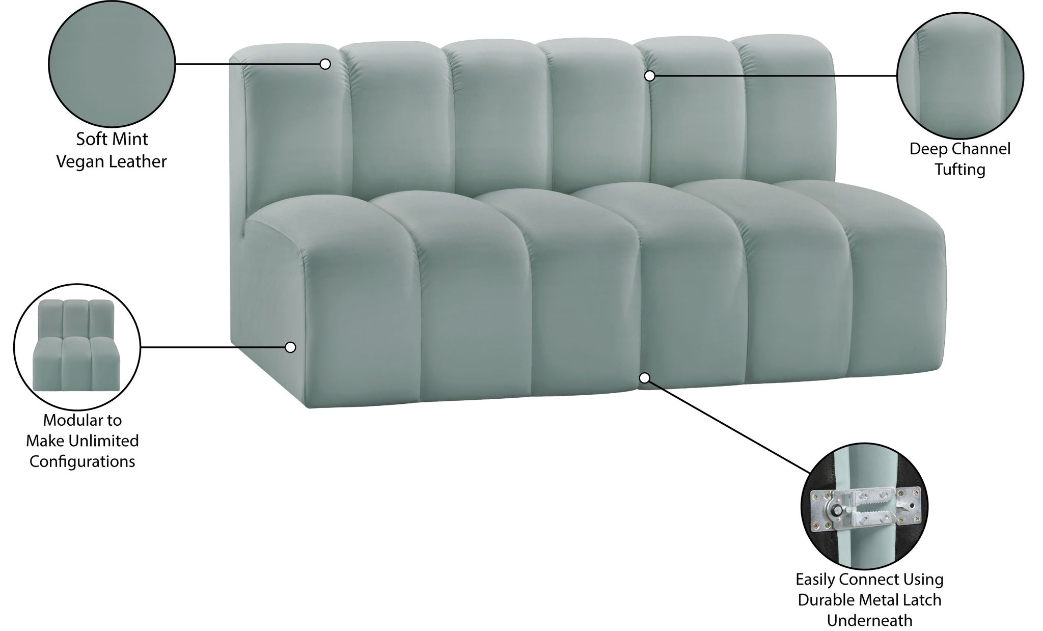 Arc - Faux Leather 2 Seats Modular Sofa - Urban Living Furniture (Los Angeles, CA)