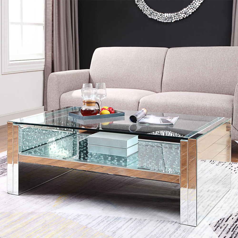 Nysa - 47" Coffee Table - Mirrored & Faux Crystals - Urban Living Furniture (Los Angeles, CA)