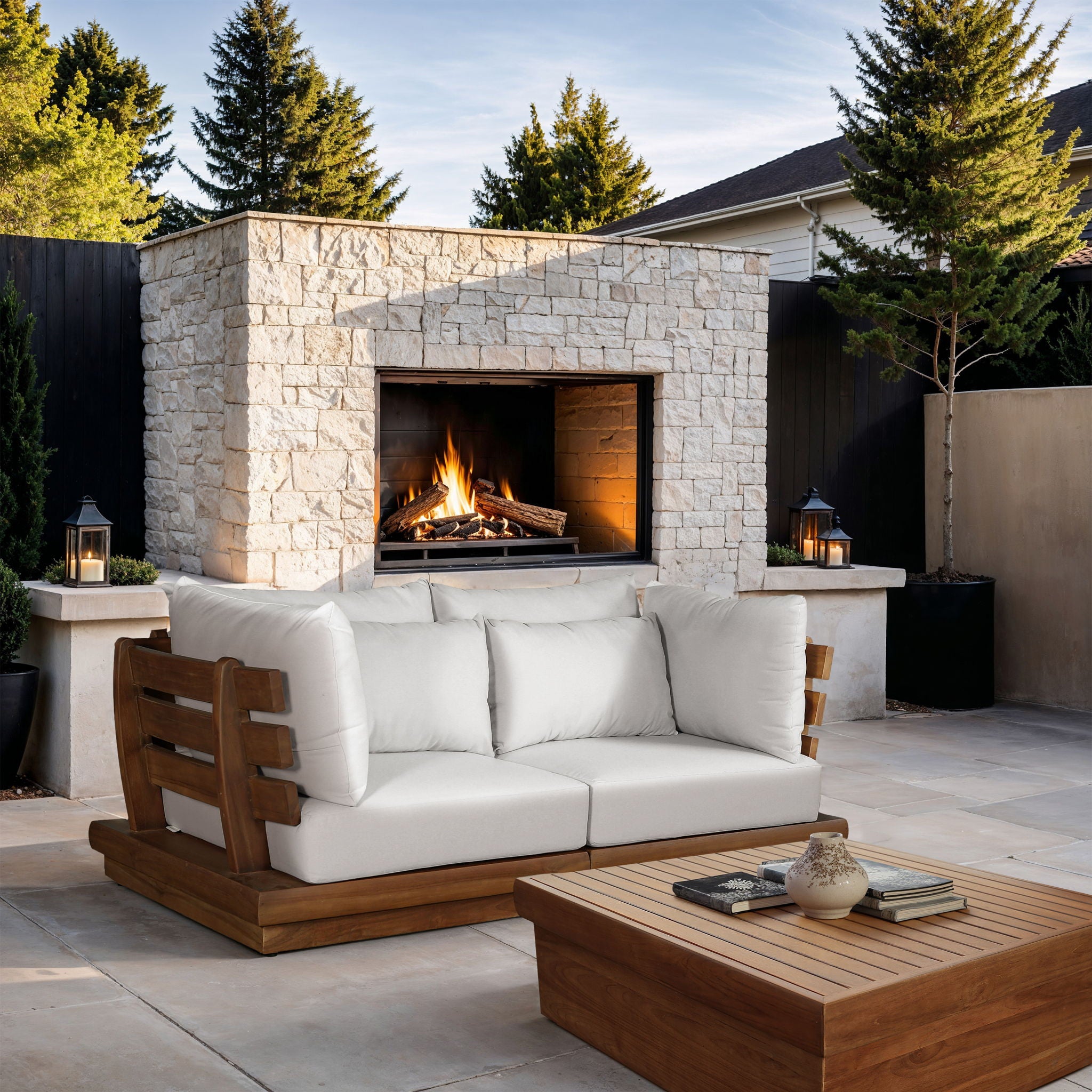 Mirella - 2 Piece Water Resistant Fabric 76" Upholstered Outdoor Patio Modular Loveseat - Urban Living Furniture (Los Angeles, CA)