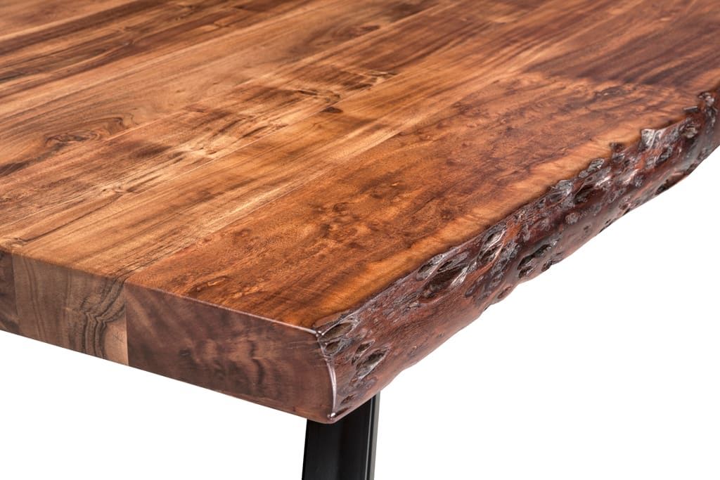 Reese - Live Edge Solid Wood Metal Leg Dining Bench - Natural Acacia