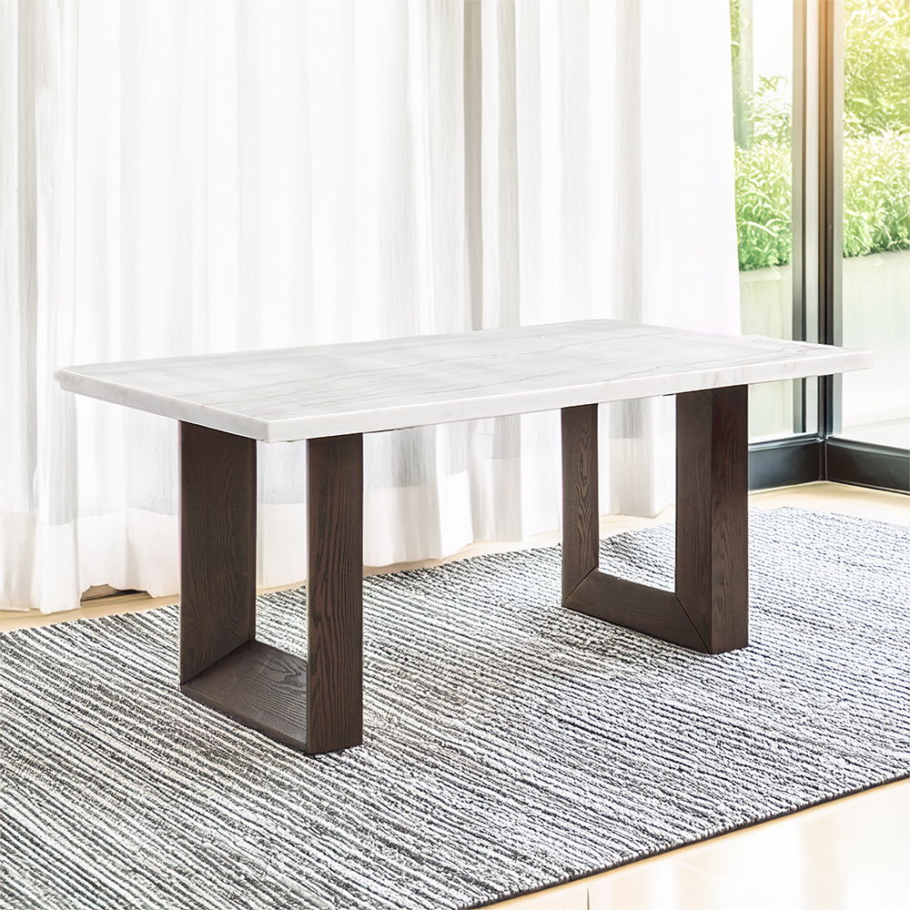 Edwyn - Dining Table With Marble Top - White Natural Marble Top & Brown - Urban Living Furniture (Los Angeles, CA)