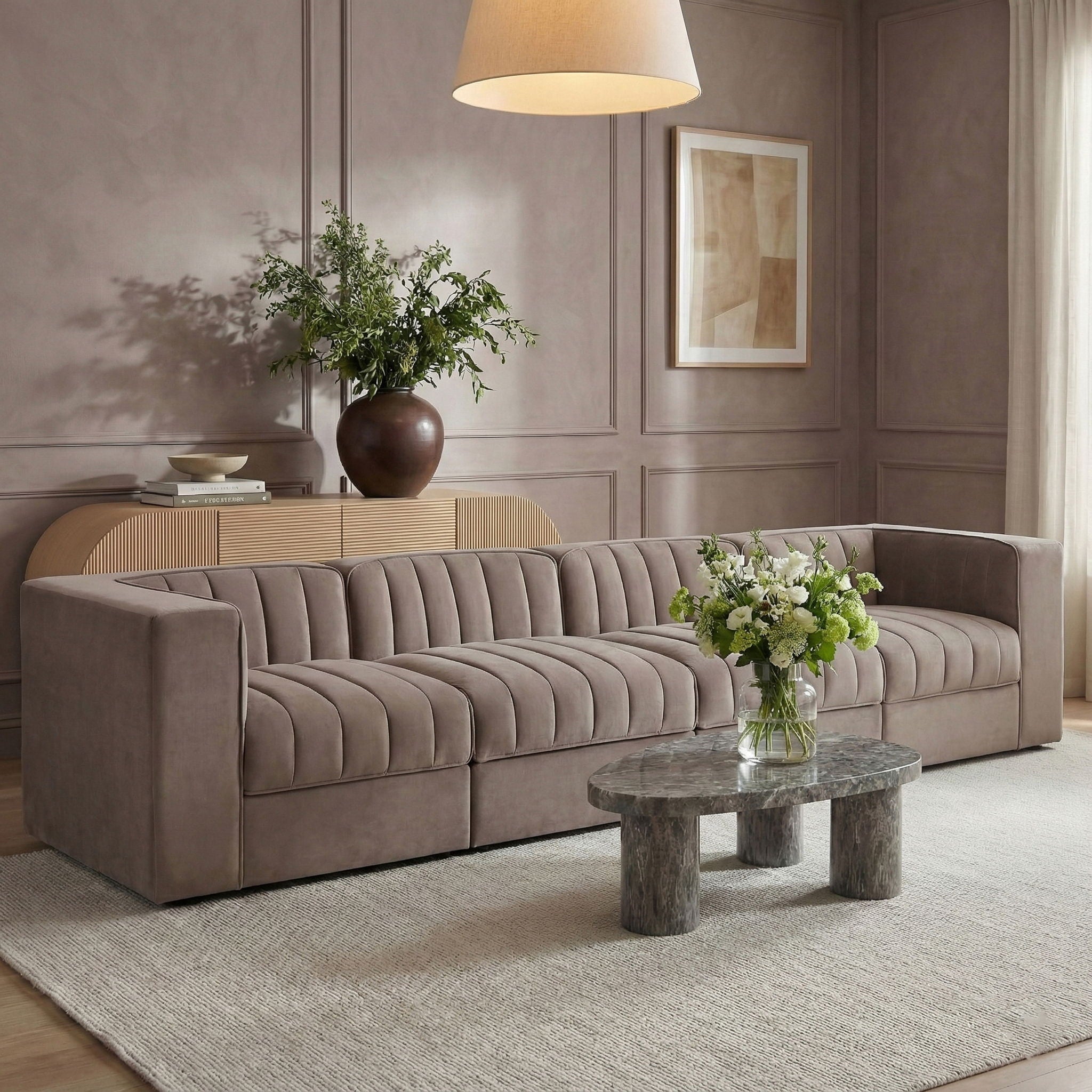 Rummi - Velvet Performance Fabric Upholstered 4 Piece Modular Sofa - Urban Living Furniture (Los Angeles, CA)