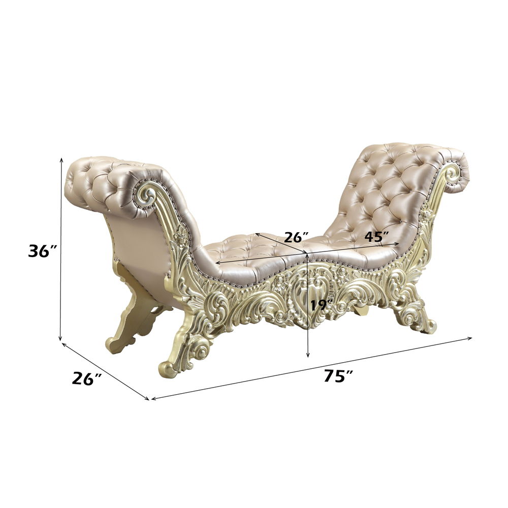 Vatican - Bench - Synthetic Leather, Light Gold & Champagne Silver - Urban Living Furniture (Los Angeles, CA)
