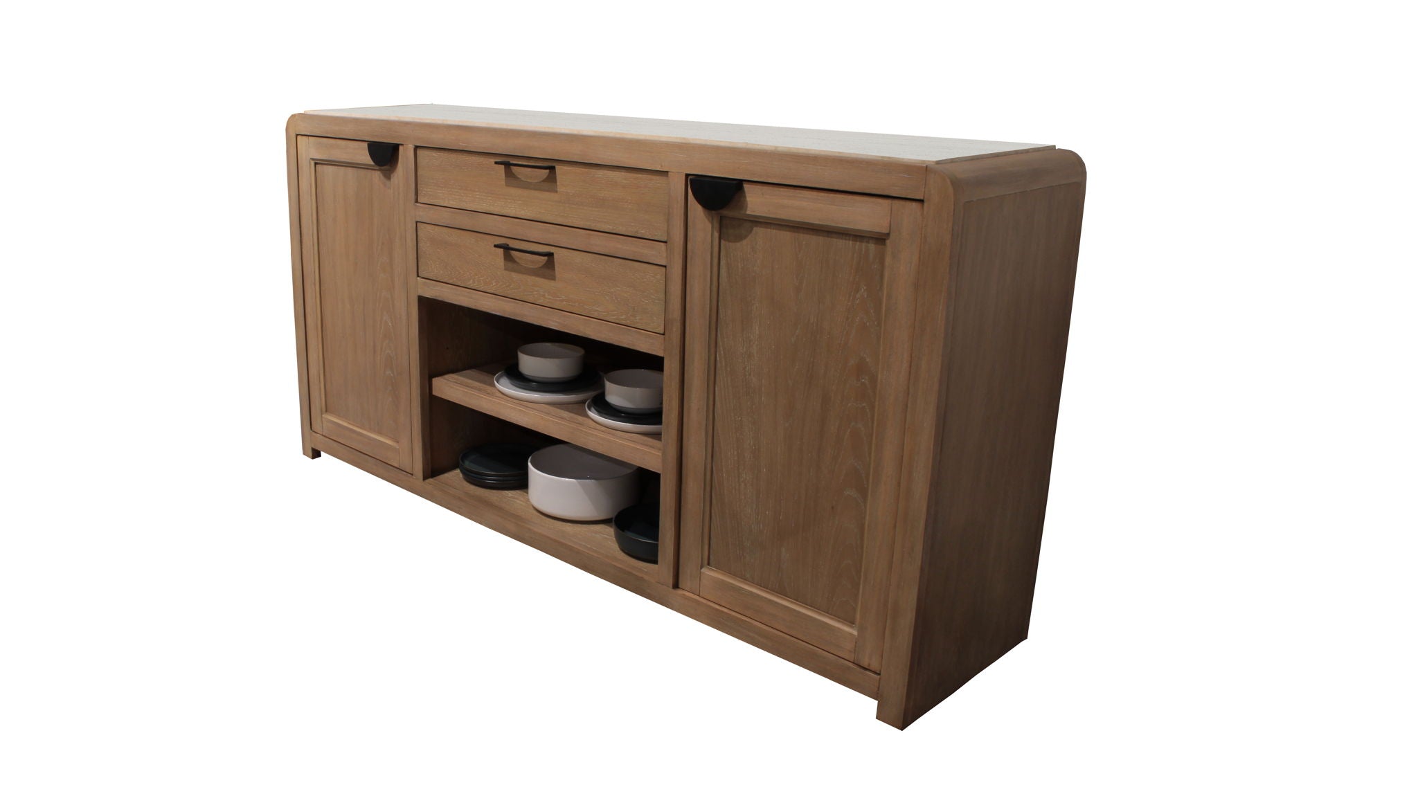 Escape - 72" Dining Buffet Server With Stone Top - Glazed Natural Oak Natural Cane Vanilla Bean Stone - Urban Living Furniture (Los Angeles, CA)