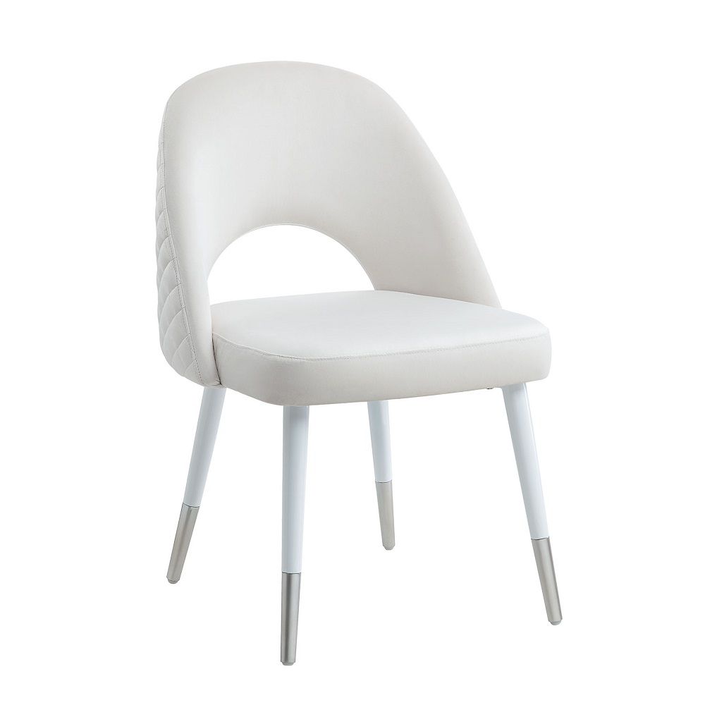 Zemirah - Side Chair (Set of 2) - White Velvet & White Gloss - Urban Living Furniture (Los Angeles, CA)