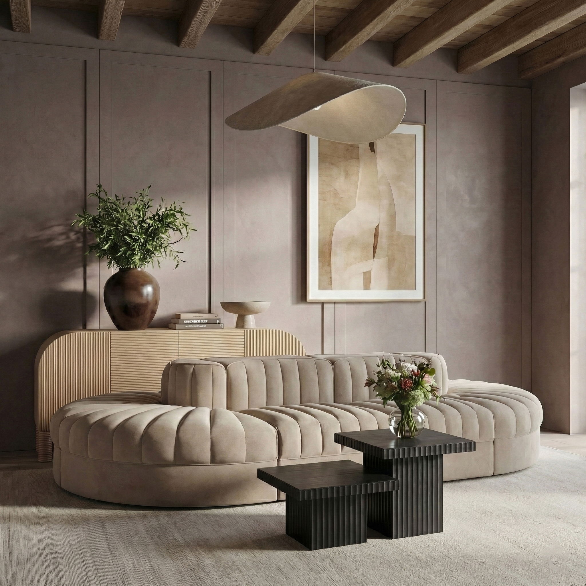 Rummi - Oval Velvet Performance Fabric Upholstered 8 Piece Modular Sectional - Urban Living Furniture (Los Angeles, CA)
