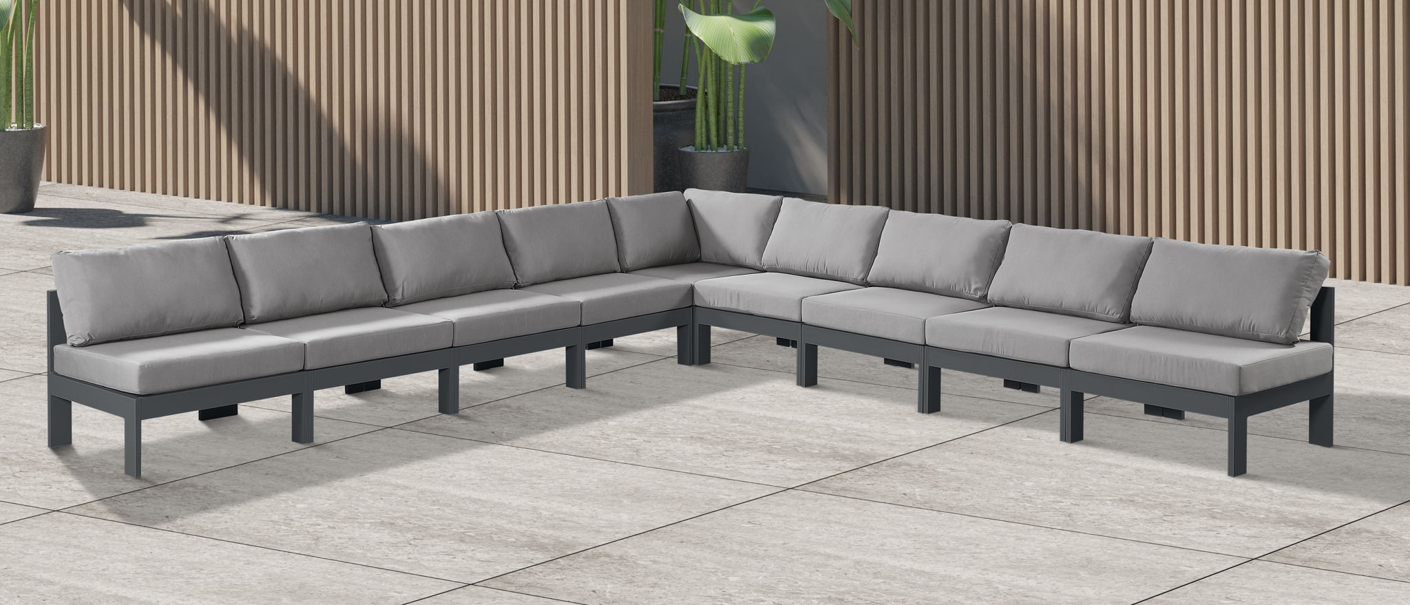 Nizuc - Outdoor Patio 9 Piece Modular Sectional With Gray Frame - Urban Living Furniture (Los Angeles, CA)