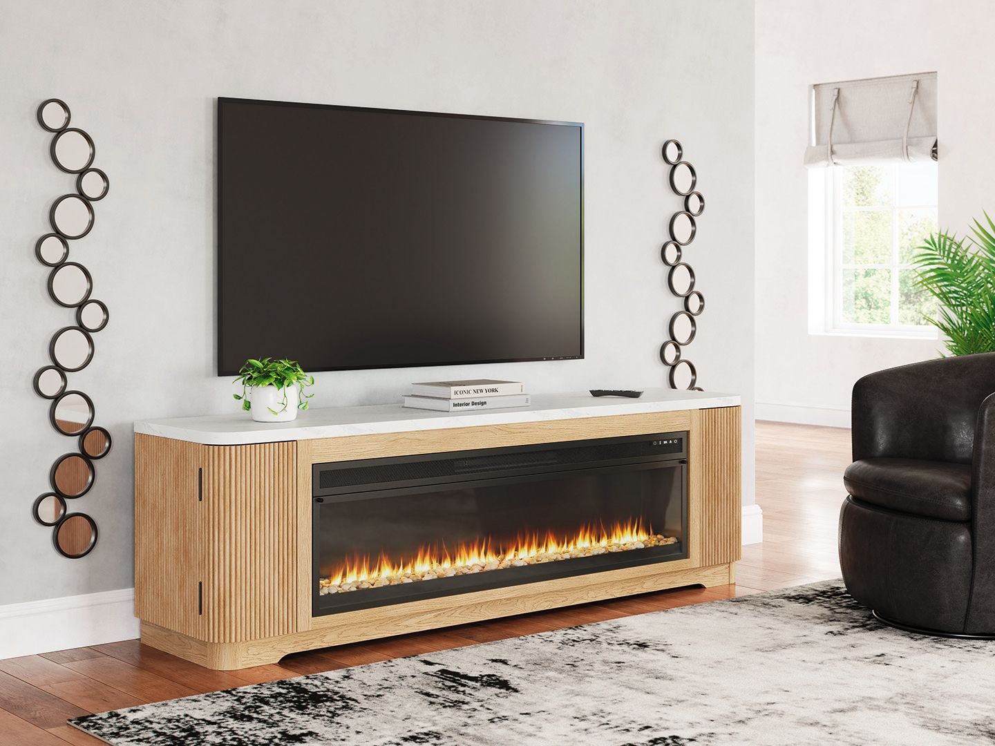 Camdill - Light Brown - 80" TV Stand With Electric Fireplace - Urban Living Furniture (Los Angeles, CA)