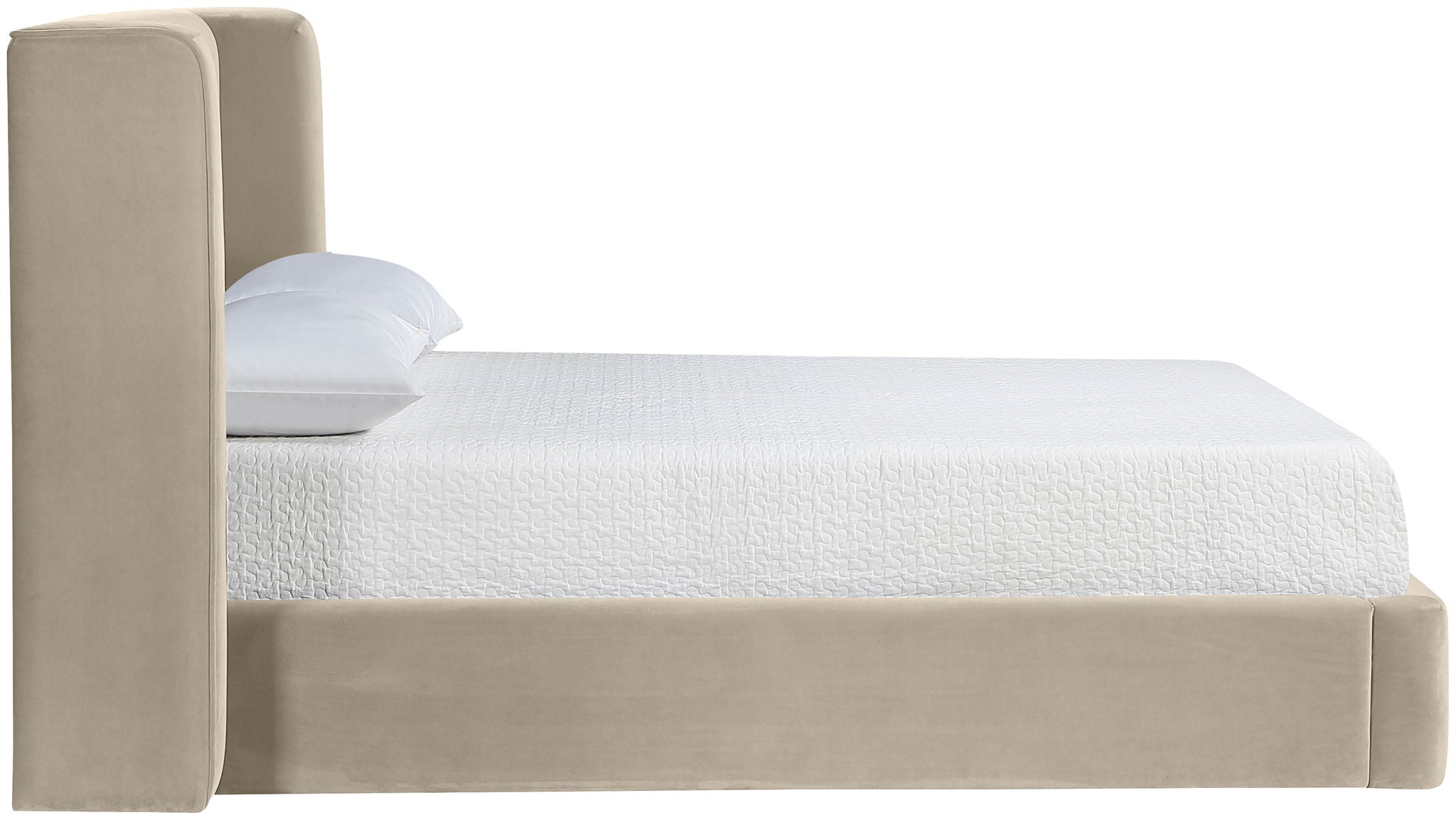 Kendall - Velvet Upholstered Bed - Cream
