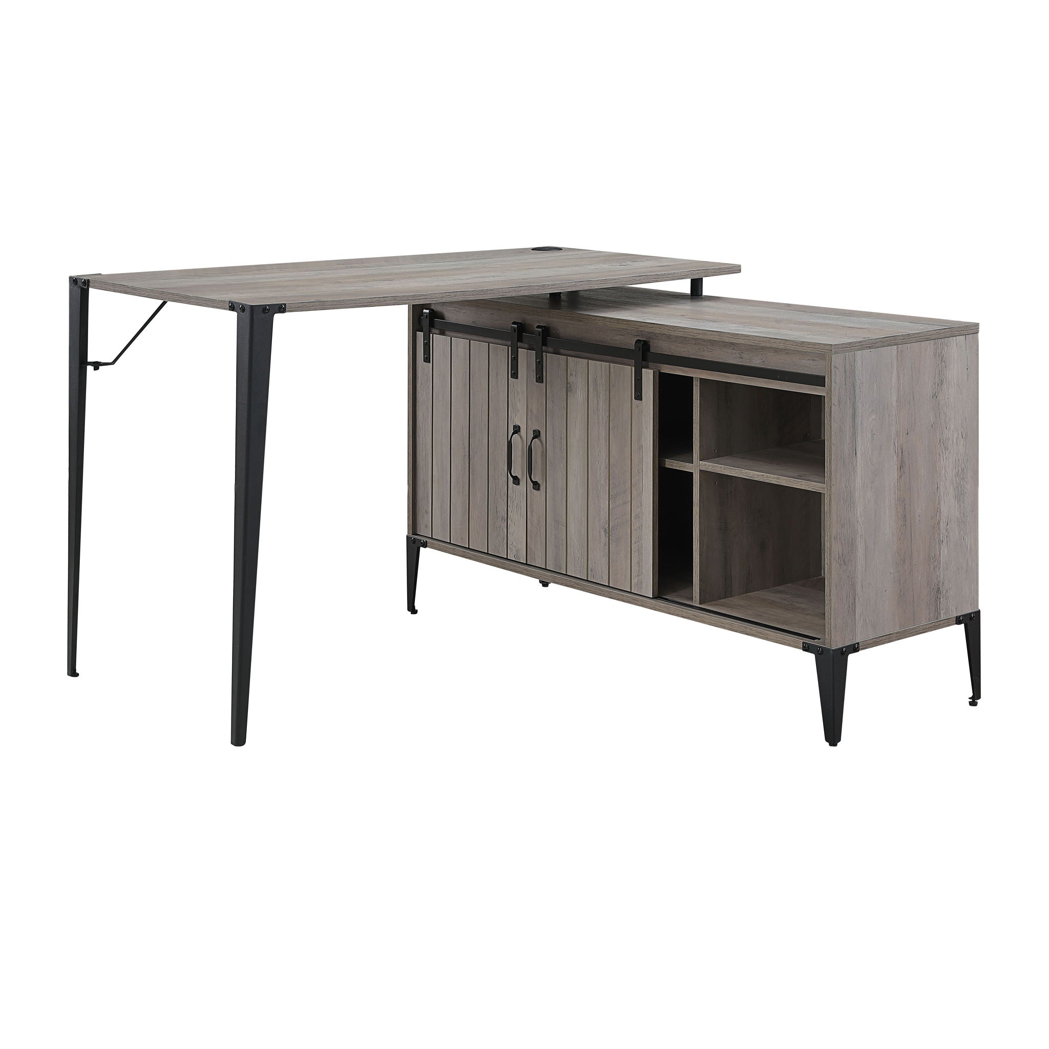 Zakwani - Writing Desk With USB - Gray Oak & Black - Urban Living Furniture (Los Angeles, CA)