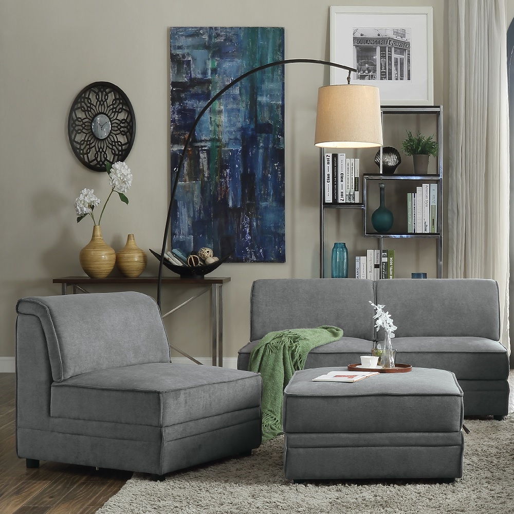 Bois - Modular Armless Chair - Gray Velvet - Urban Living Furniture (Los Angeles, CA)