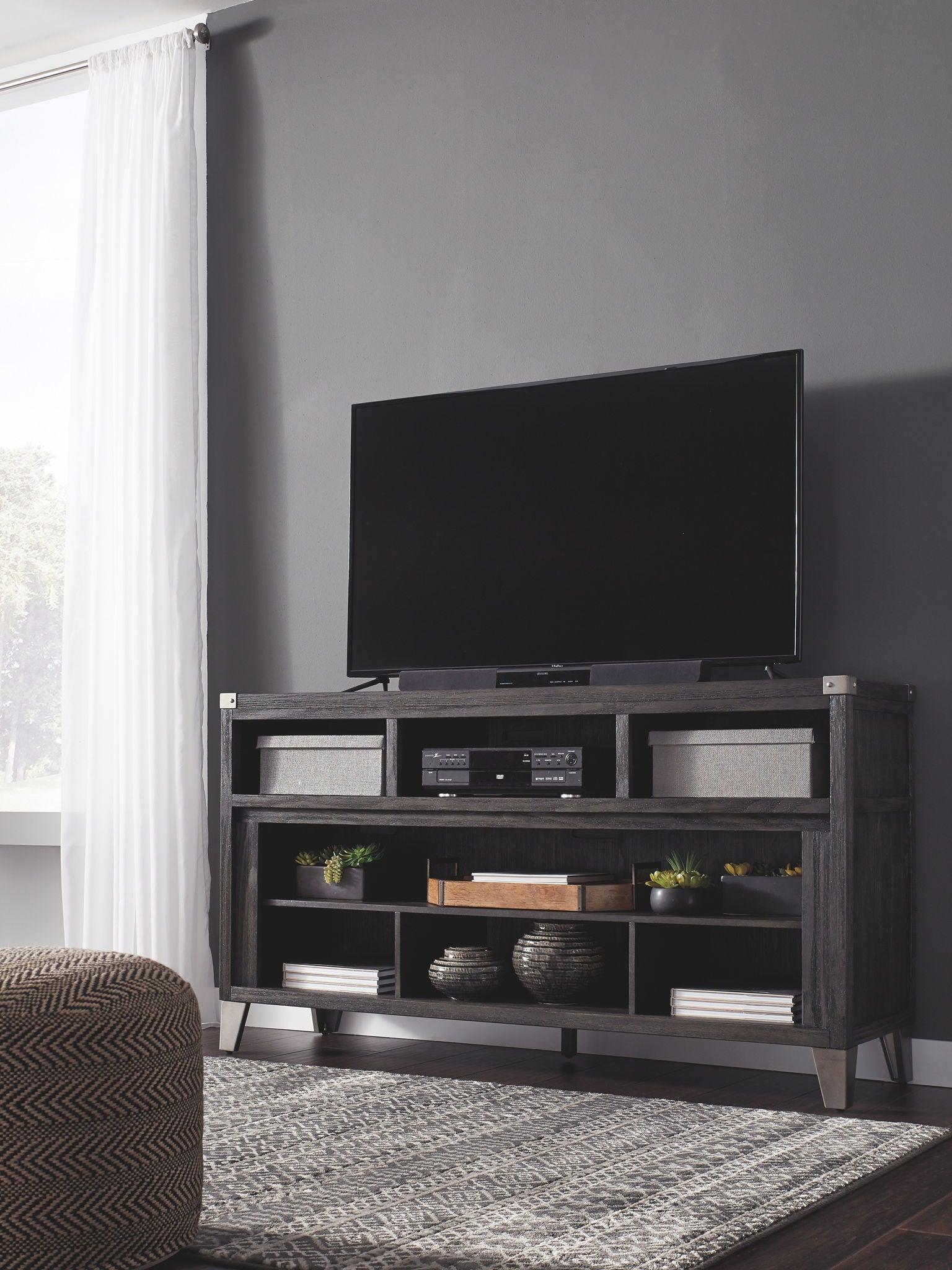 Todoe - Gray - 2 Pc. - 65" TV Stand with Wide Fireplace Insert - Urban Living Furniture (Los Angeles, CA)