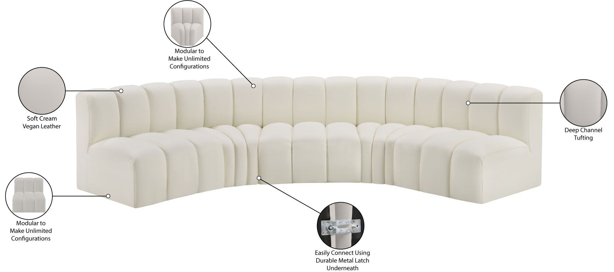 Arc - Faux Leather 5 Piece U-Shaped Modular Sofa - Urban Living Furniture (Los Angeles, CA)