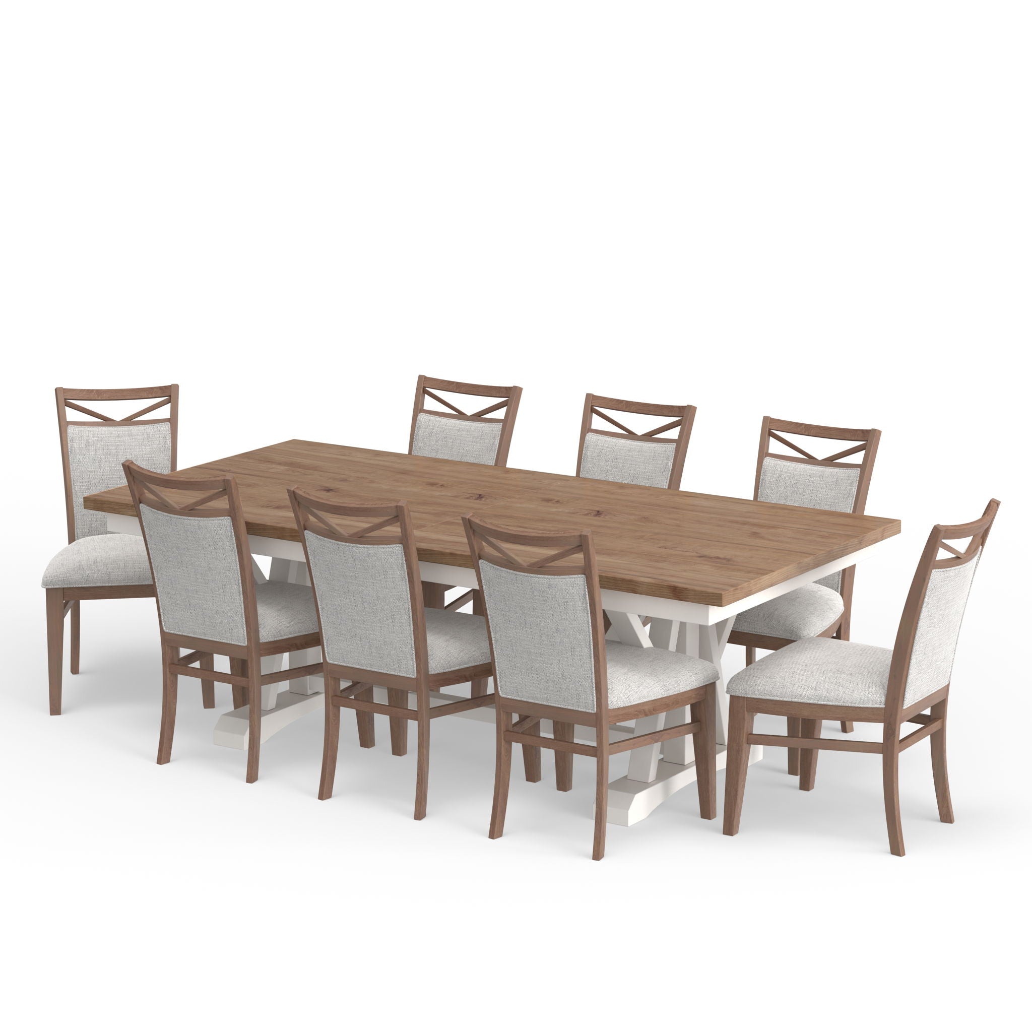 Americana Modern Dining - Extendable Trestle Table With 8 Upholstered Chairs - Cotton - Urban Living Furniture (Los Angeles, CA)