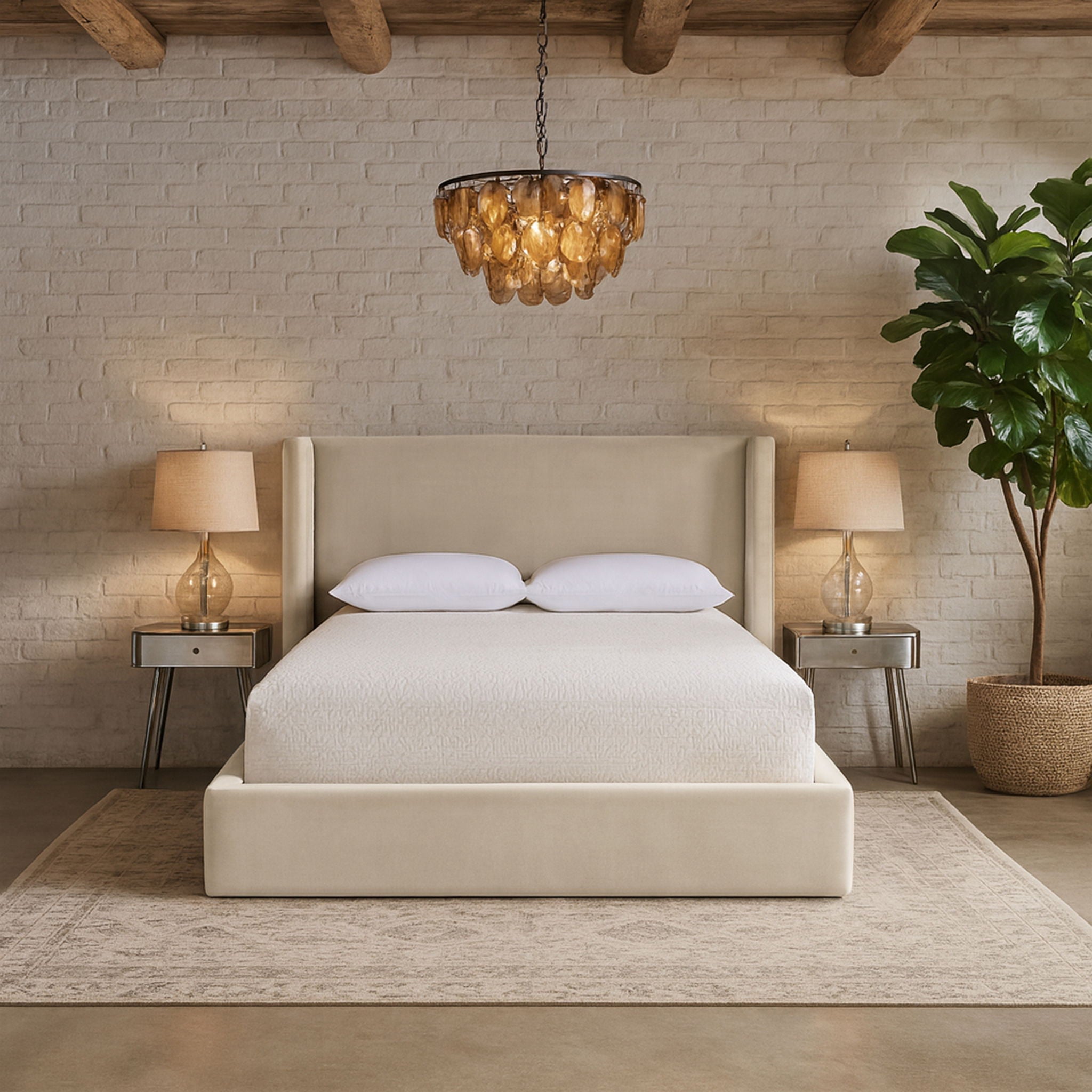 Kendall - Velvet Upholstered Bed - Cream - Urban Living Furniture (Los Angeles, CA)