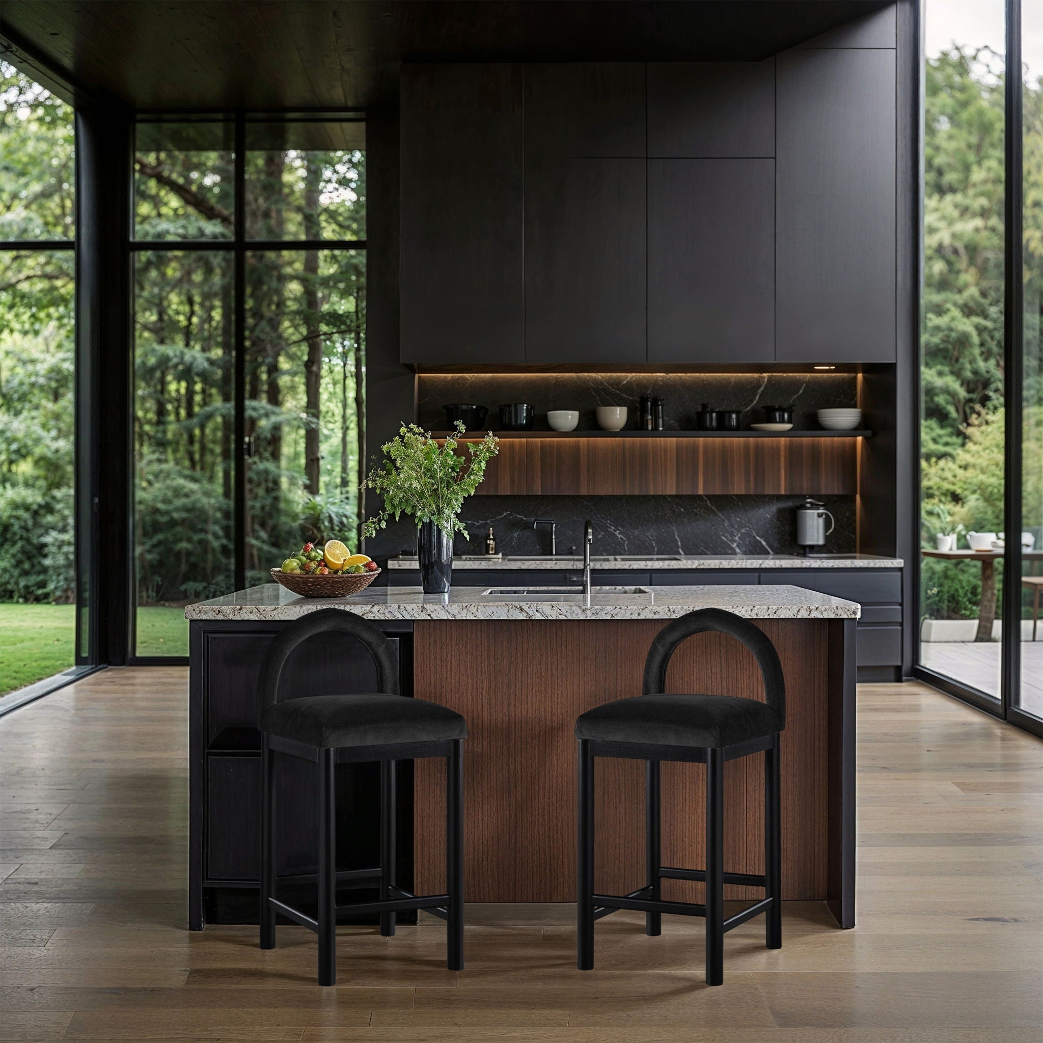 Conrad - Velvet Counter Stool With Black Legs - Urban Living Furniture (Los Angeles, CA)