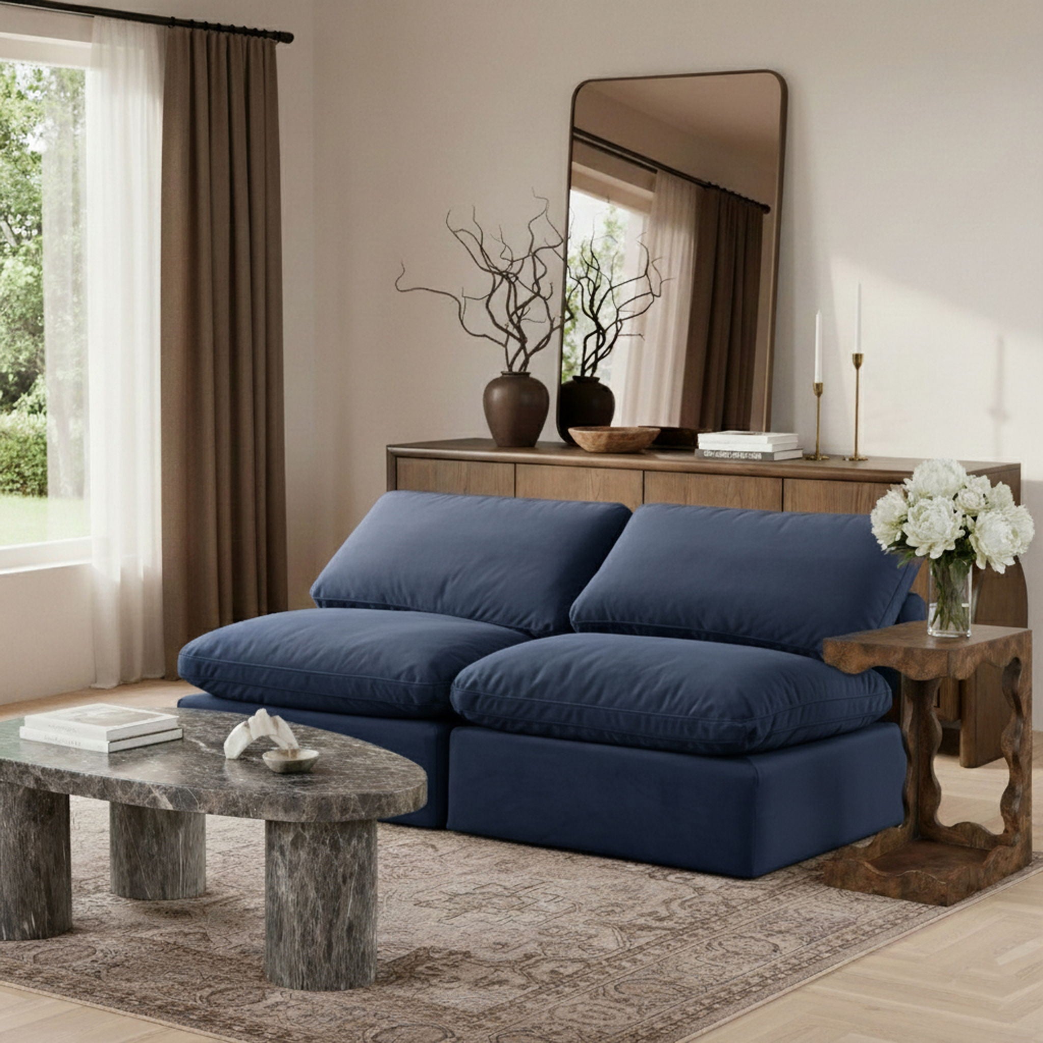 Indulge - Velvet 2 Seat Modular Armless Sofa - Urban Living Furniture (Los Angeles, CA)