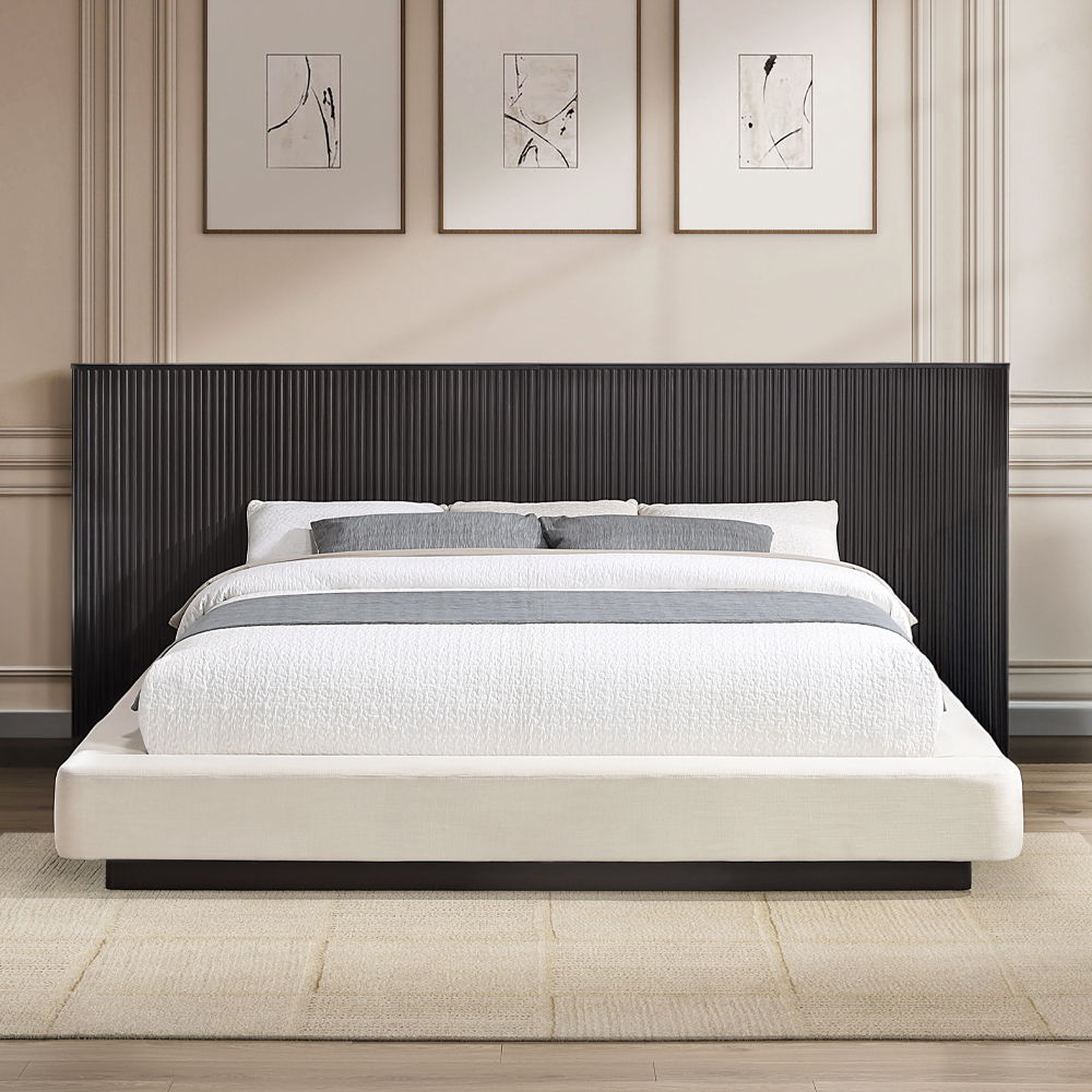 Clayten - Eastern King Bed - Beige Linen & Espresso - Urban Living Furniture (Los Angeles, CA)