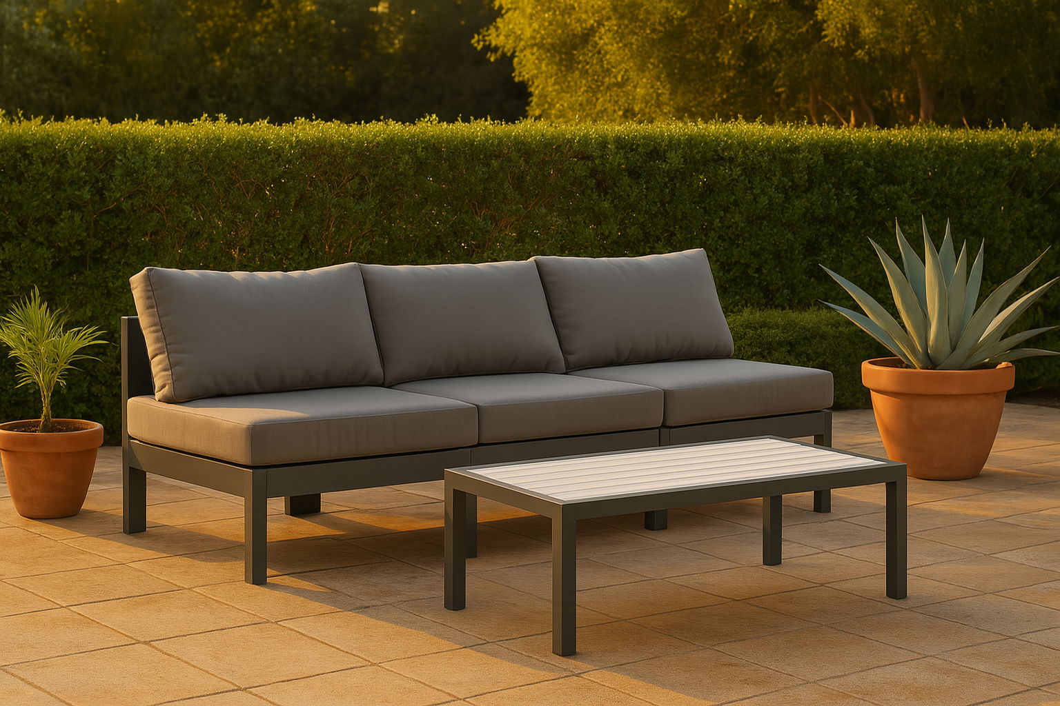 Nizuc - Outdoor Patio 3 Seat Armless Modular Sofa With Gray Frame - Urban Living Furniture (Los Angeles, CA)