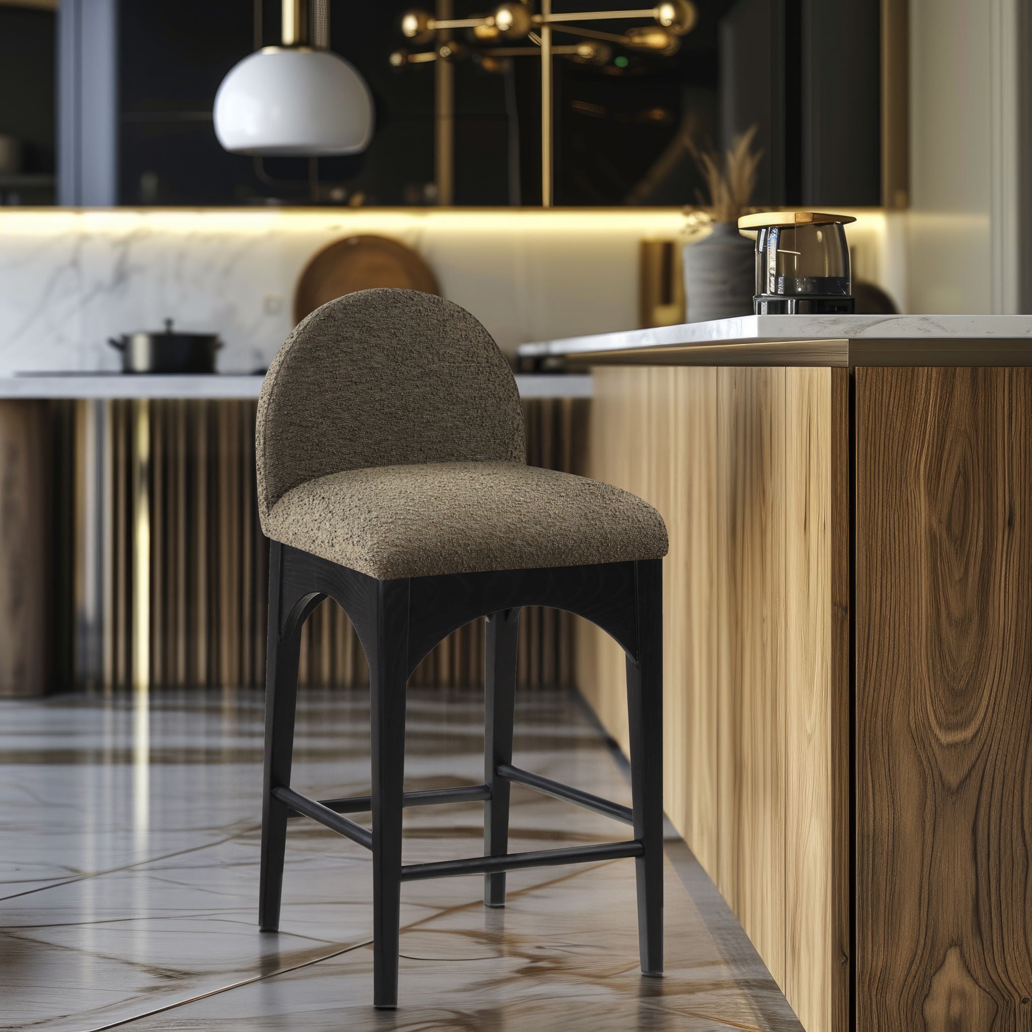 Waldorf - Boucle Stool With Black Legs - Urban Living Furniture (Los Angeles, CA)