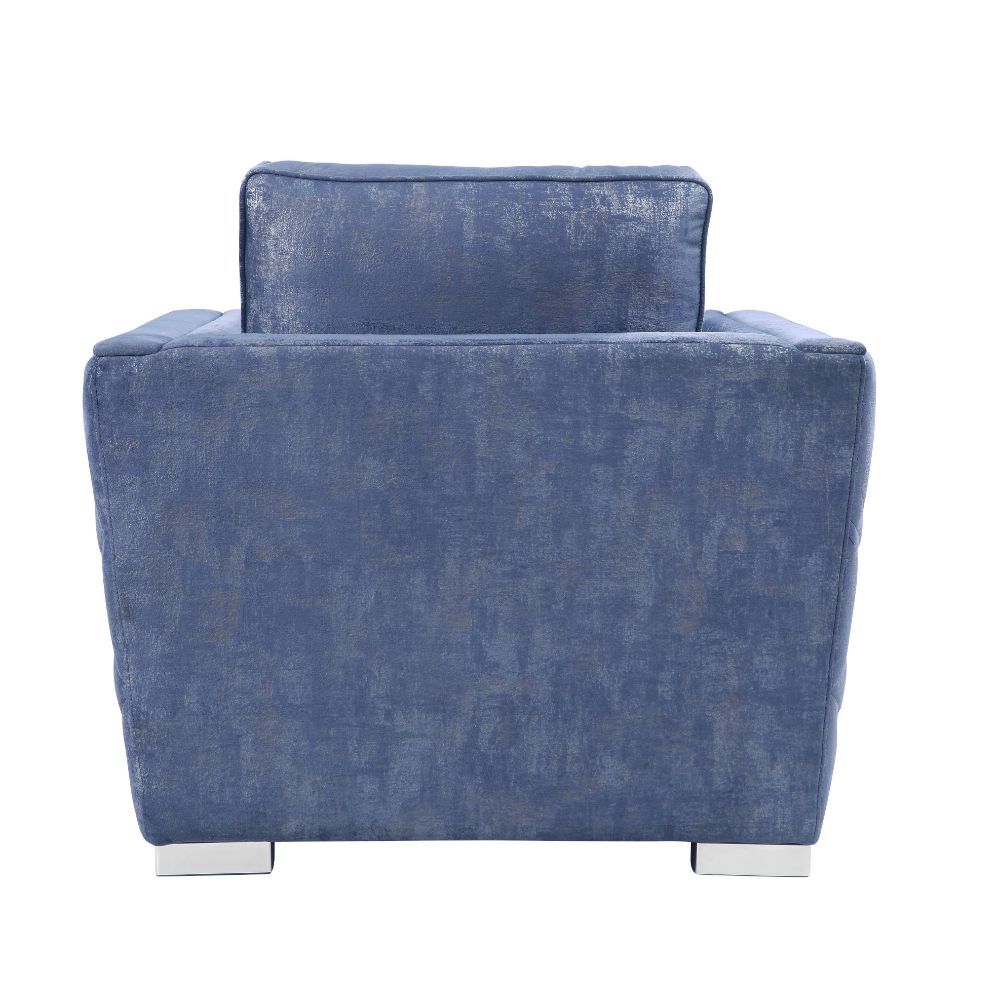 Emilia - Chair With Pillow - Two Tone Blue Fabric - Urban Living Furniture (Los Angeles, CA)