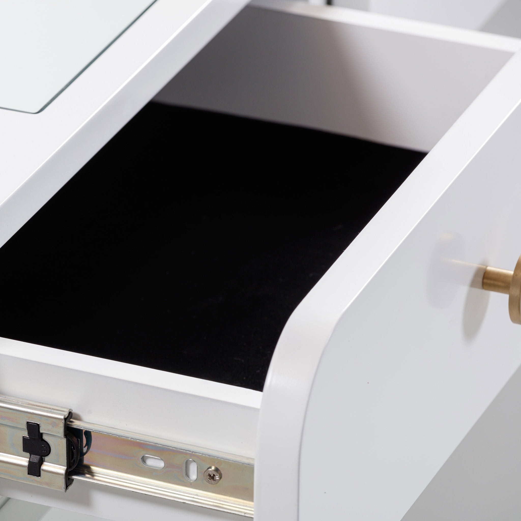 Hollywood - Desk With LED Panel Vanity Mirror - White