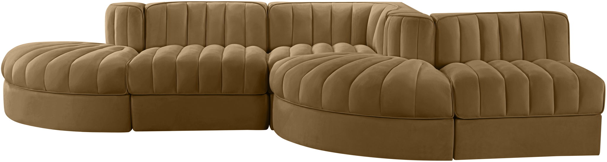 Rummi - Rounded Velvet Performance Fabric Upholstered 5 Piece Modular Sectional - Urban Living Furniture (Los Angeles, CA)