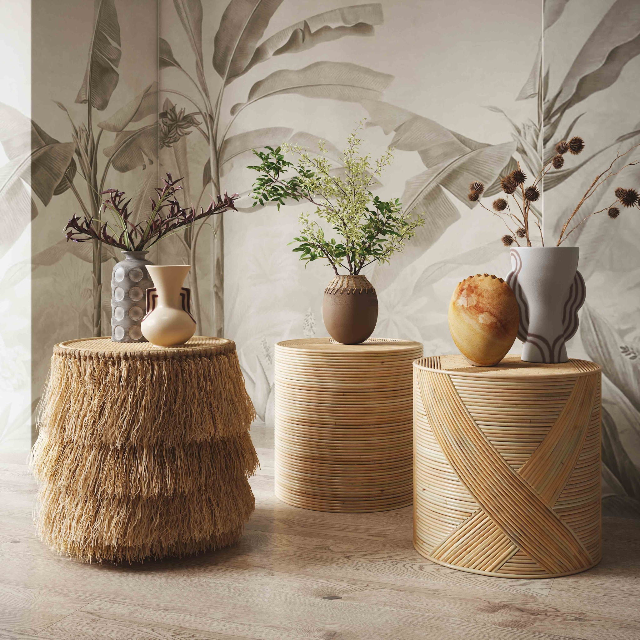 Earthenware - Aztec Tub Flower Vase - Gray