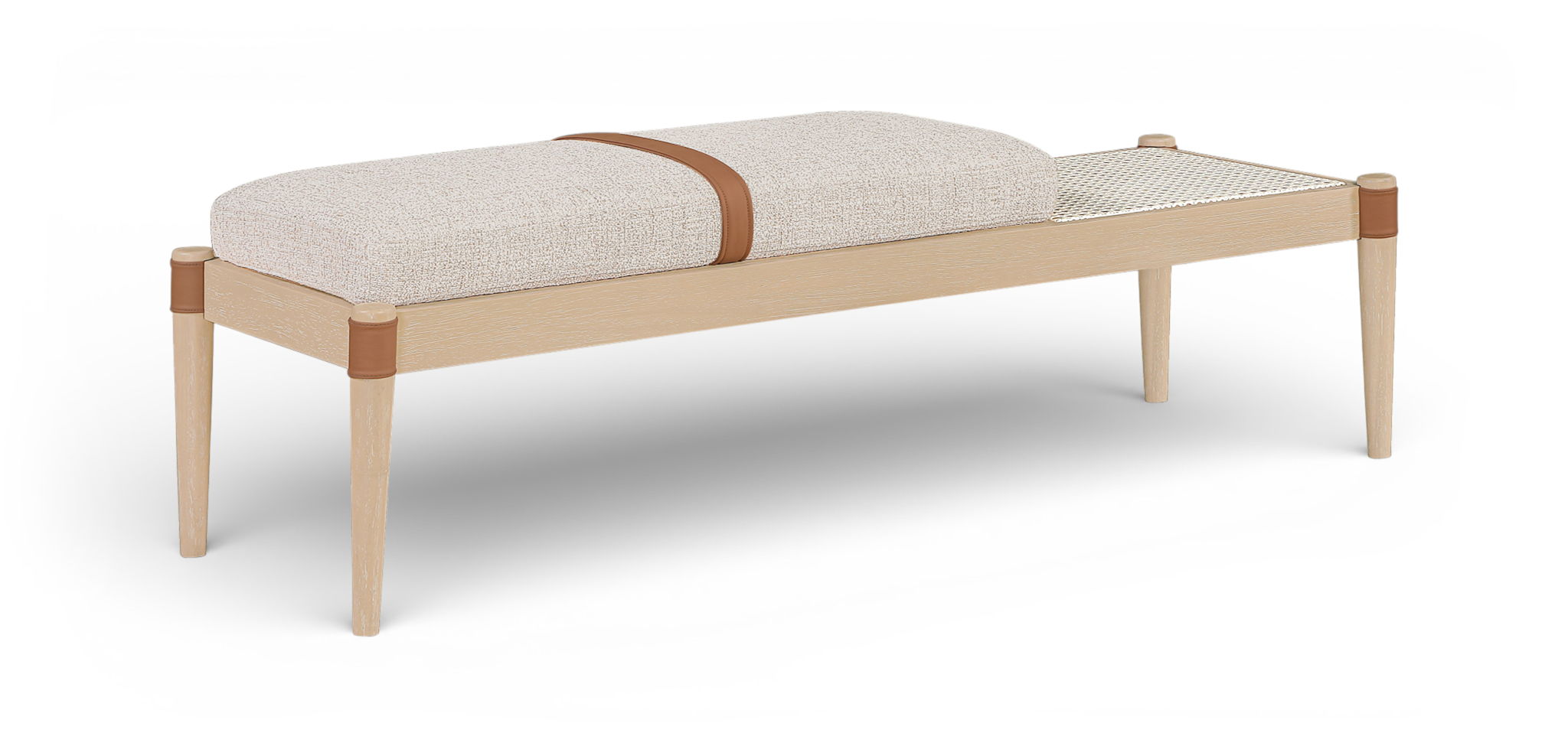 Nara - Linen Textured Fabric Upholstered Bench - Painted Natural - Urban Living Furniture (Los Angeles, CA)
