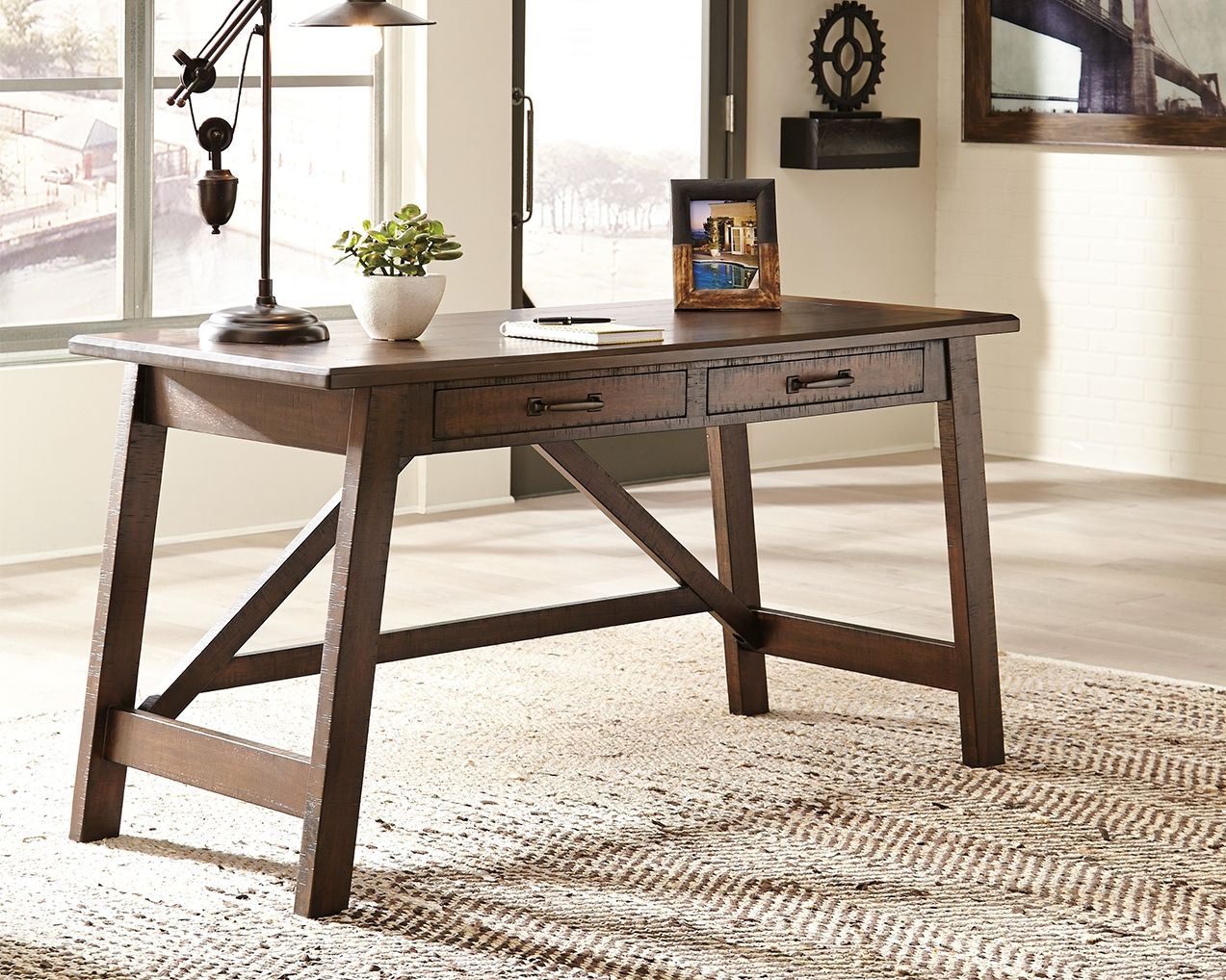 Baldridge - Rustic Brown - Home Office Large Leg Desk - Urban Living Furniture (Los Angeles, CA)