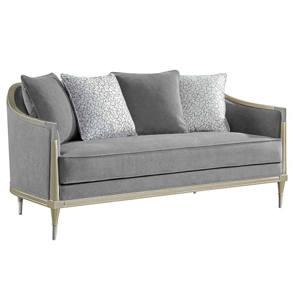 Fernando - Loveseat With 4 Pillows - Gray Chenille & Champagne - Urban Living Furniture (Los Angeles, CA)