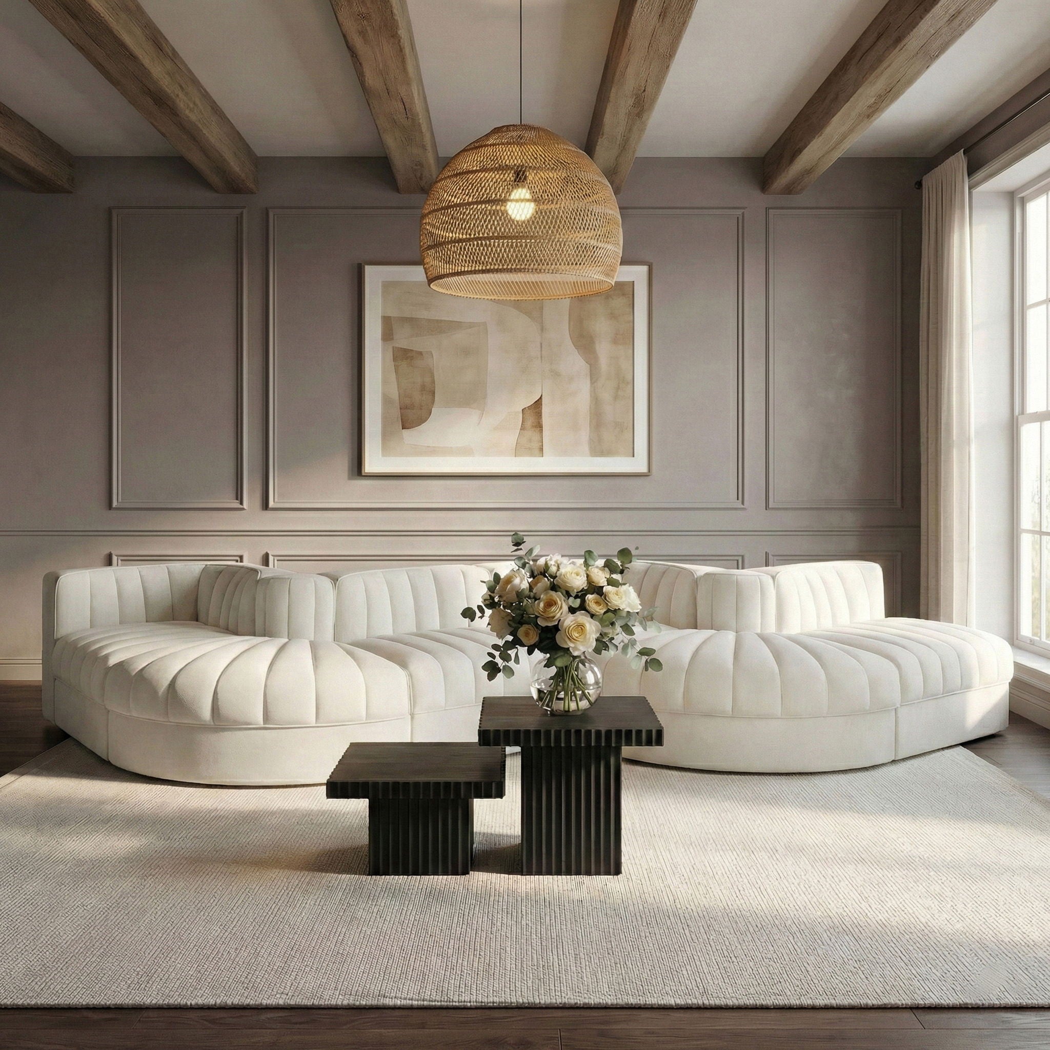 Rummi - Rounded Velvet Performance Fabric Upholstered 6 Piece Modular Sectional - Urban Living Furniture (Los Angeles, CA)