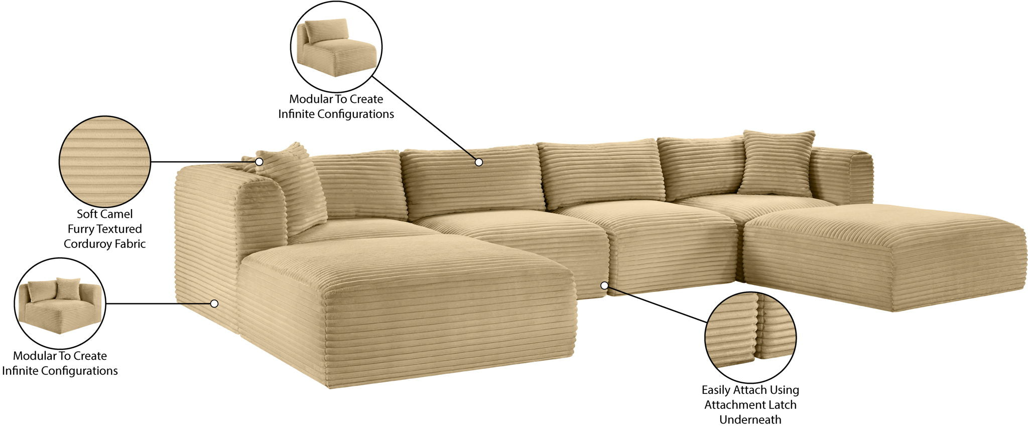 Shaggy - 6 Piece Modular Sectional With 2 Ottomans - Urban Living Furniture (Los Angeles, CA)