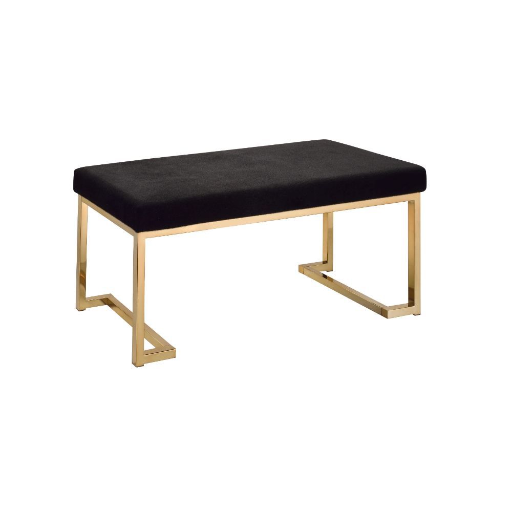 Boice - Bench - Black Fabric & Champagne - Urban Living Furniture (Los Angeles, CA)
