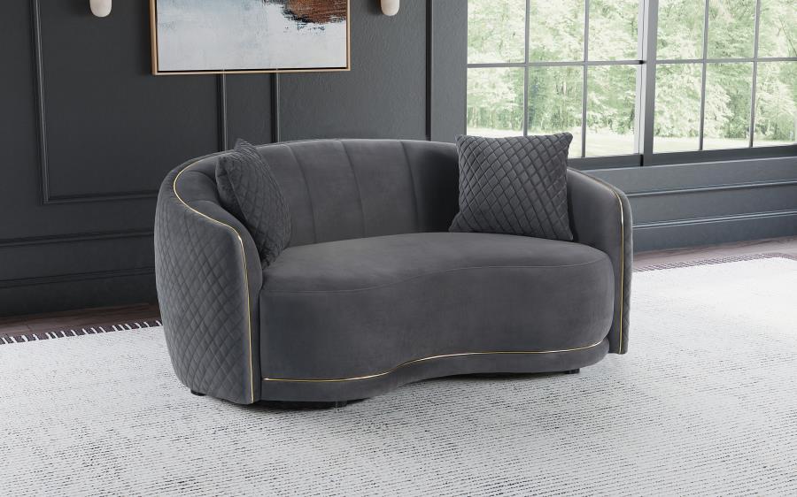 Brookside - Velvet Upholstered Curved Loveseat - Dark Gray - Urban Living Furniture (Los Angeles, CA)