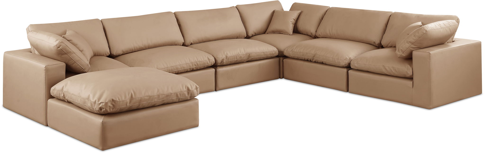 Comfy - 7 Piece Faux Leather Modular Sectional With Chaise - Tan - Urban Living Furniture (Los Angeles, CA)