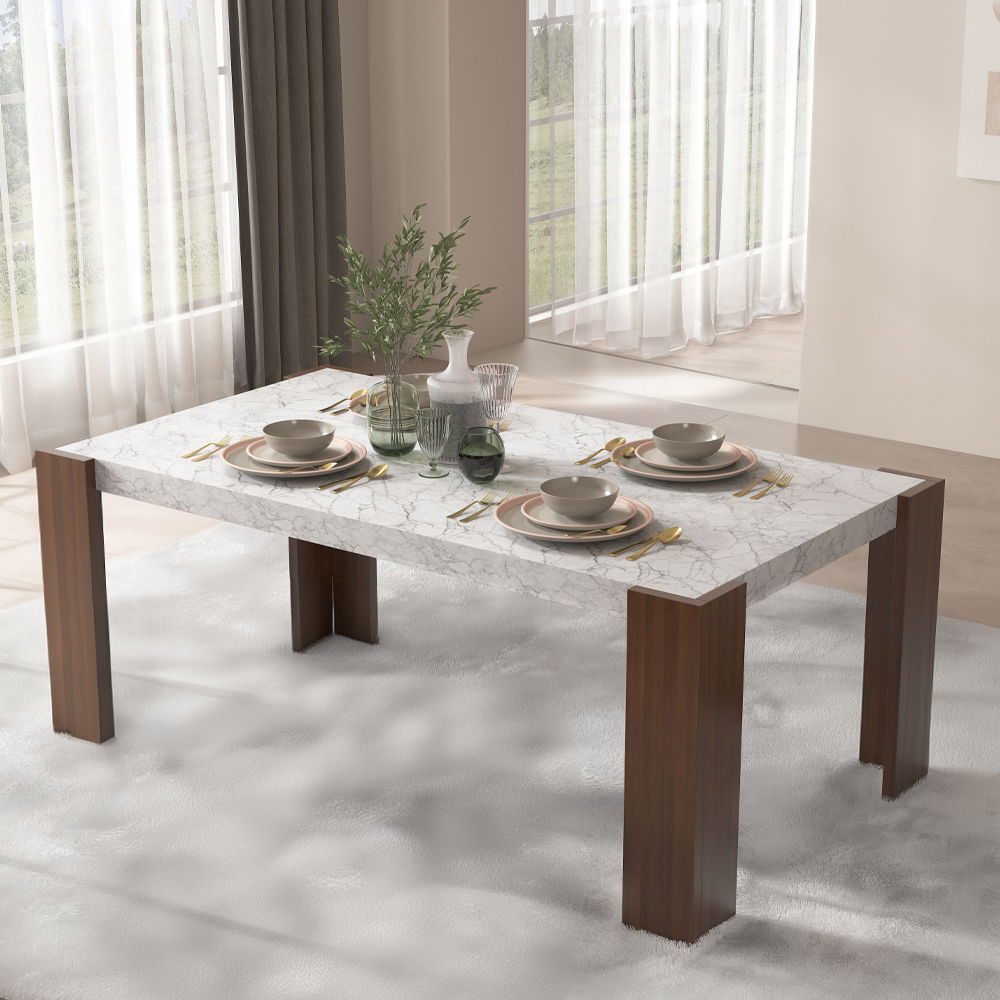 Hettie - Dining Table With Engineeed Stone Top - Engineered Stone Top & Brown - Urban Living Furniture (Los Angeles, CA)