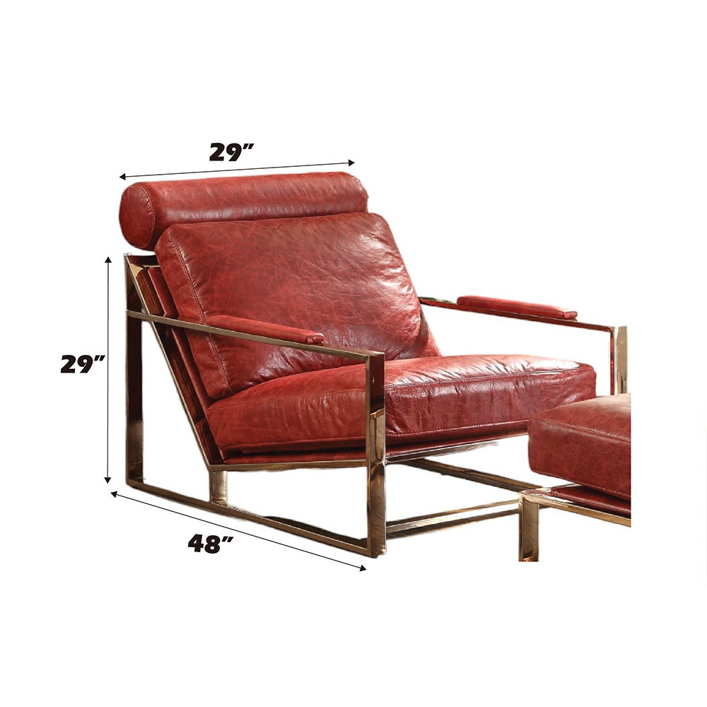 Quinto - Accent Chair - Antique Red Top Grain Leather & Stainless Steel - Urban Living Furniture (Los Angeles, CA)