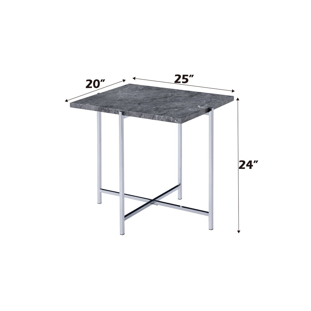 Adelae - End Table - Faux Marble Top & Chrome - Urban Living Furniture (Los Angeles, CA)