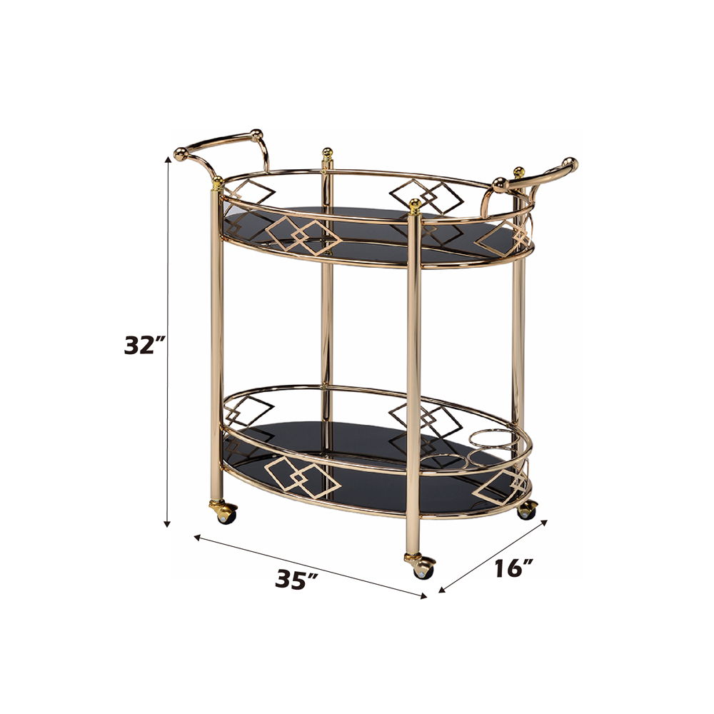 Ottesen - Serving Cart - Black Glass & Gold - Urban Living Furniture (Los Angeles, CA)