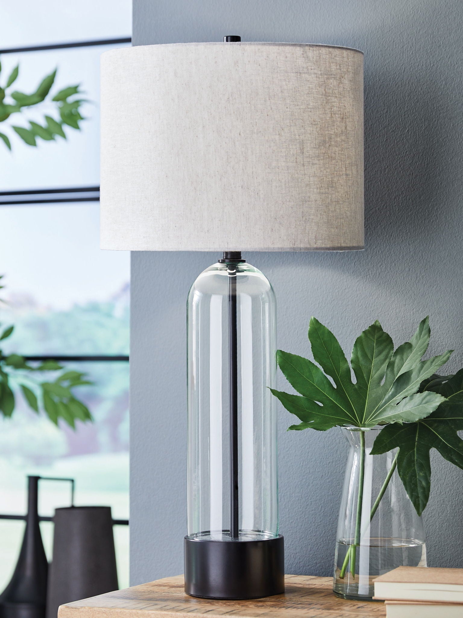 Kerrbrook - Clear / Black - Glass Table Lamp - Urban Living Furniture (Los Angeles, CA)