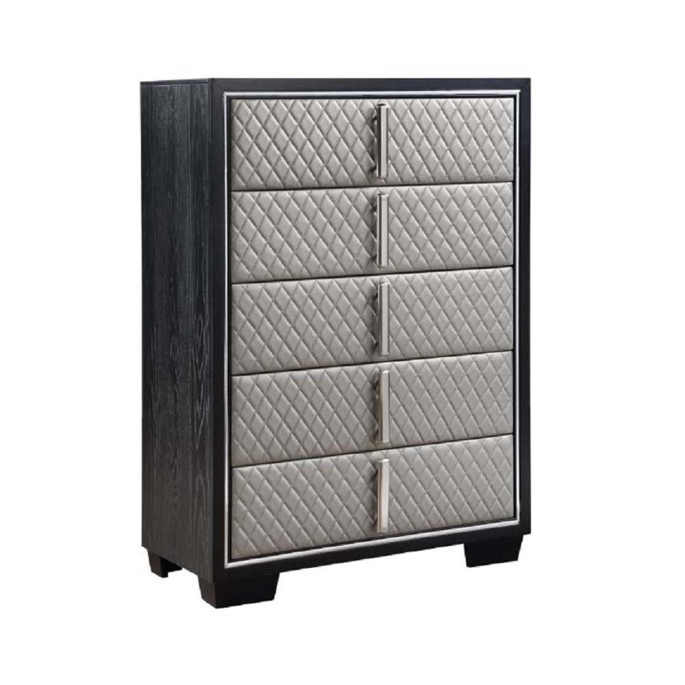 Nicola - Chest - Silver Synthetic Leather & Black - Urban Living Furniture (Los Angeles, CA)