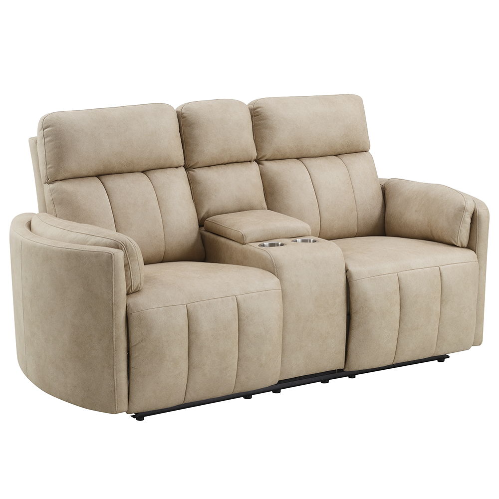 Elison - Motion Loveseat With Console - Dark Beige Polish Microfiber - Urban Living Furniture (Los Angeles, CA)