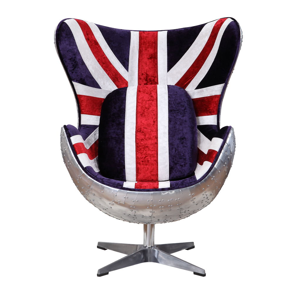 Brancaster - British Flag Accent Chair With Swivel - Pattern Fabric & Aluminum - Urban Living Furniture (Los Angeles, CA)