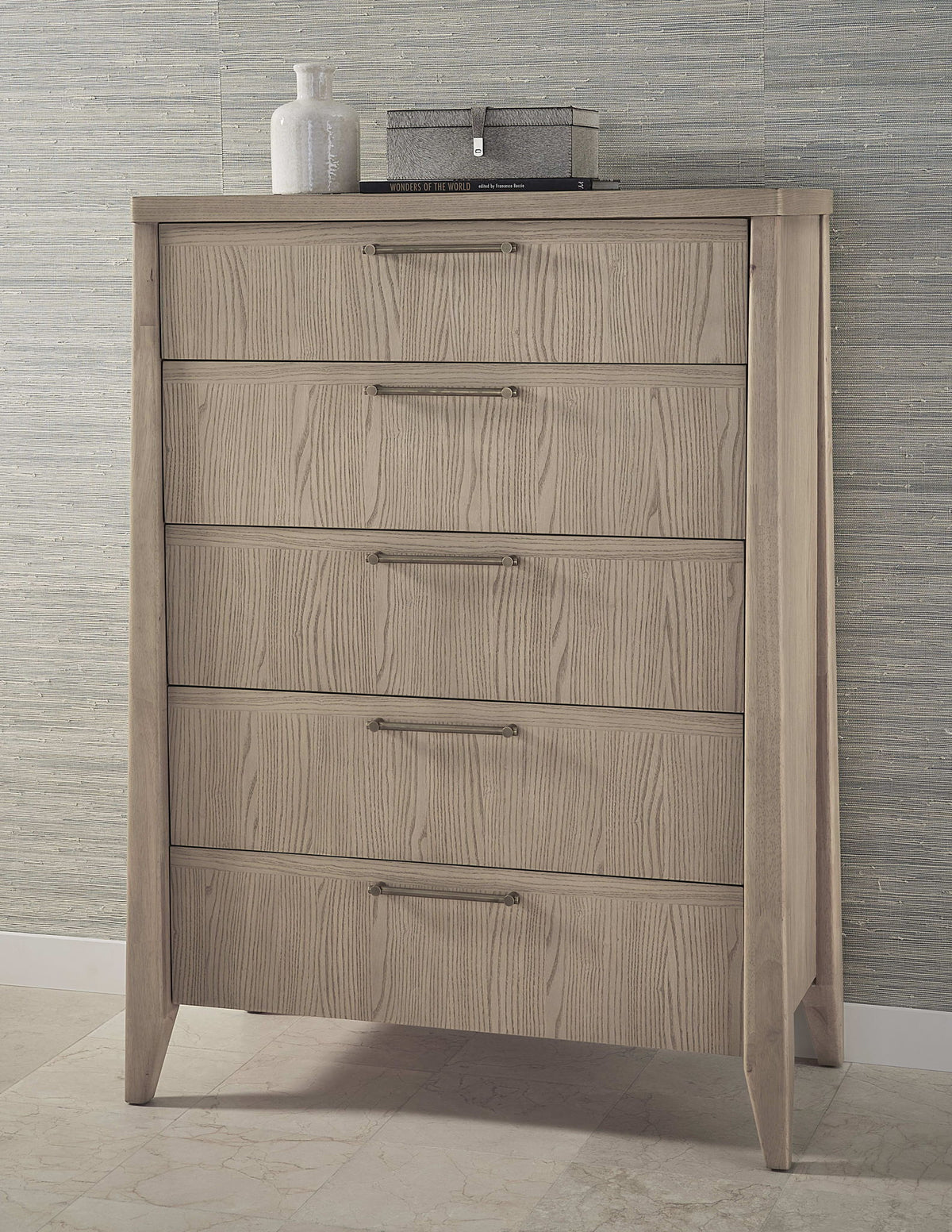 Sumire - Five Drawer Ash Wood Chest - Ginger